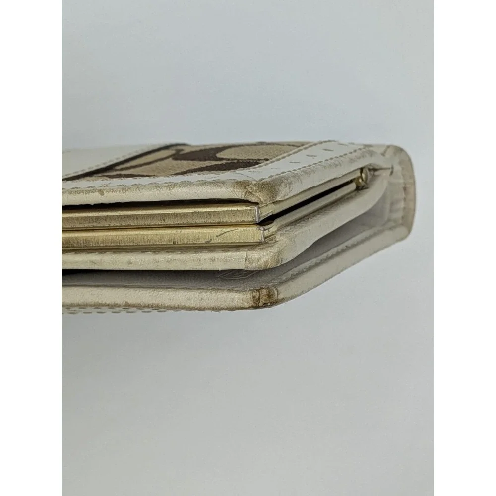 Coach Kisslock Wallet Medium Signature C Canvas Ivory Leather Bifold Y2K Vintage